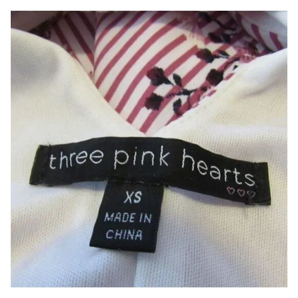 Mini Halter Dress Pink Stripe with Floral Pattern Three Pink Hearts Size XS - Picture 6 of 7